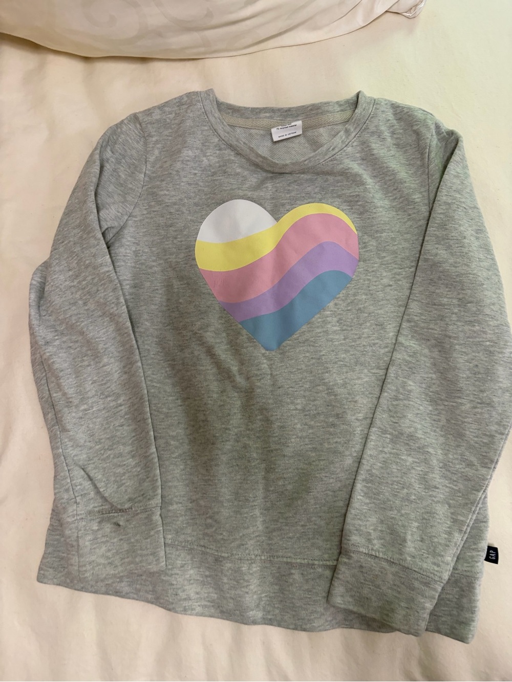 GAP Girls Gray Sweatshirt with Pastel Heart Graphic